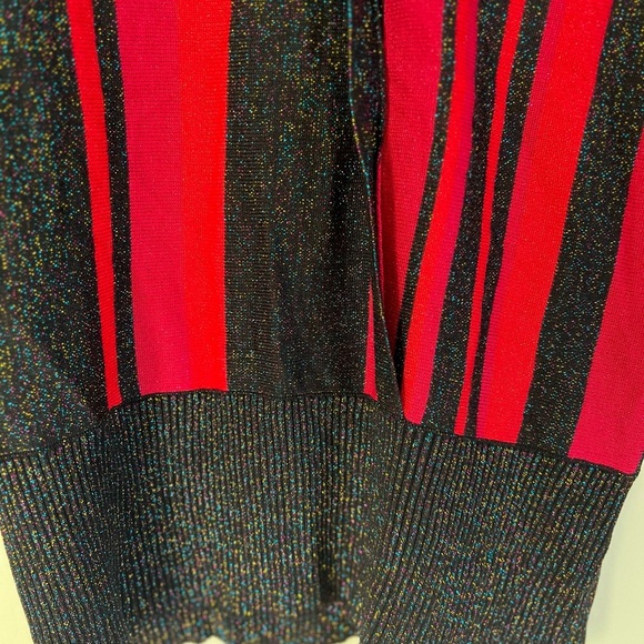 JOSEPH A.Womens Red Black Sweater Small Striped Shimmer Eyelet Casual Festive - Picture 9 of 17
